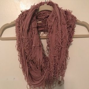 Light pink fringe infinity scarf